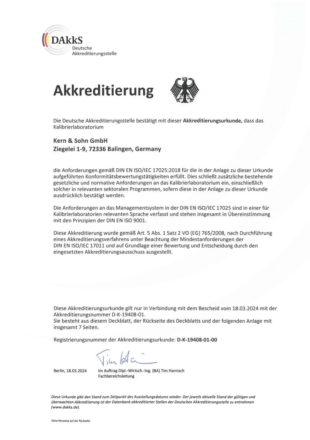 DAkkS Akkreditierungszertifikat